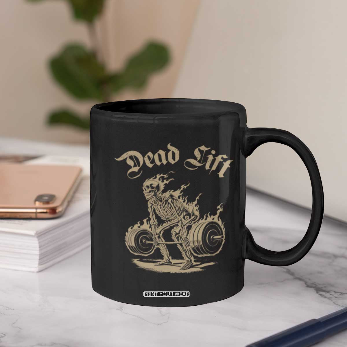 Funny Deadlifts Lifting Weights Gym Skeleton Coffee Mug TS11 Print Your Wear