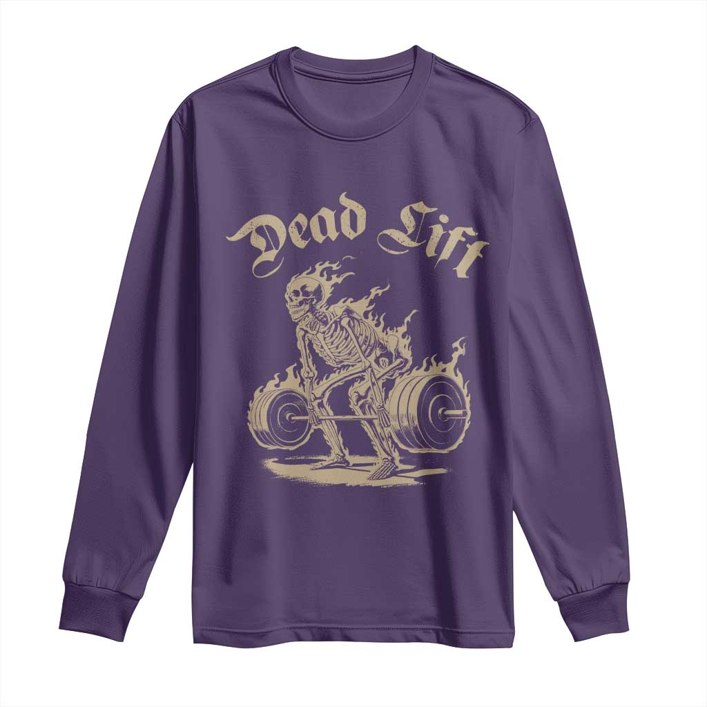 Funny Deadlifts Lifting Weights Gym Skeleton Long Sleeve Shirt TS11 Purple Print Your Wear