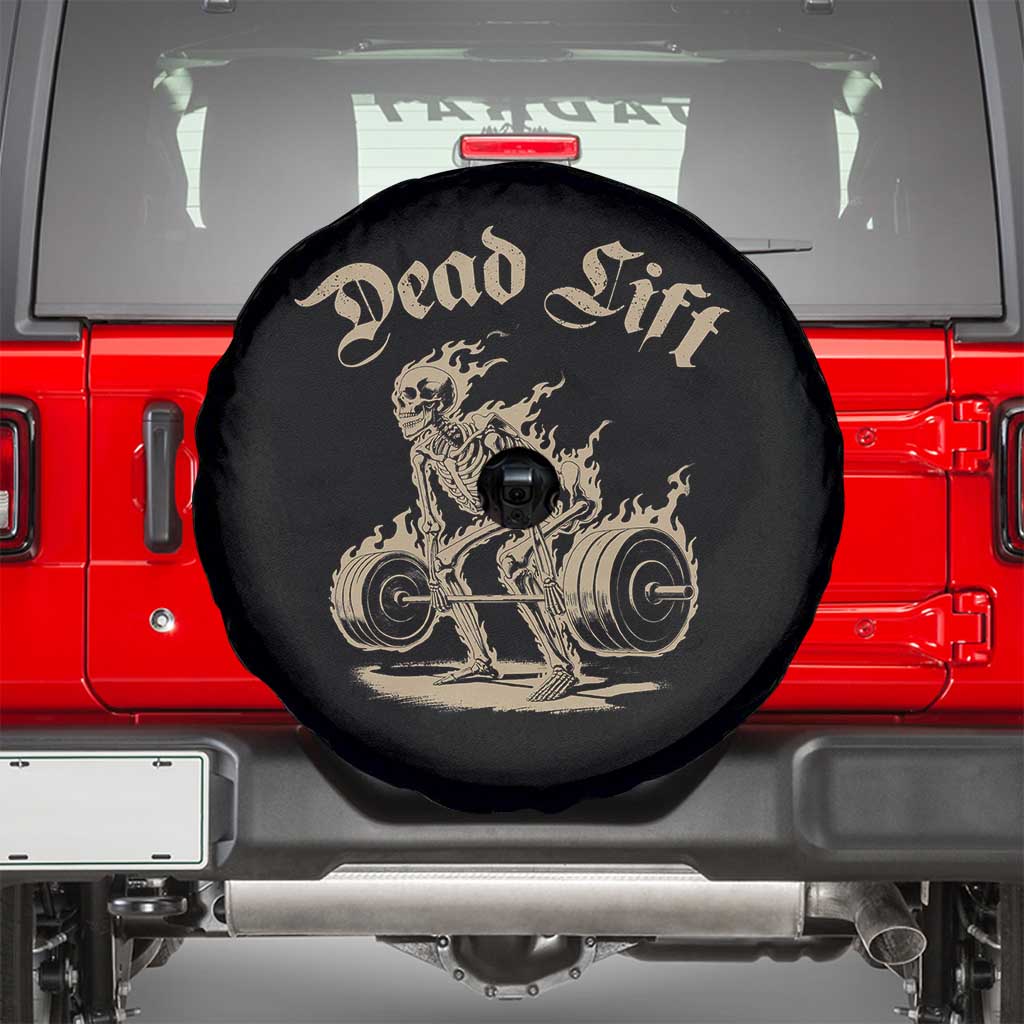 Funny Deadlifts Lifting Weights Gym Skeleton Spare Tire Cover TS11 Black Print Your Wear