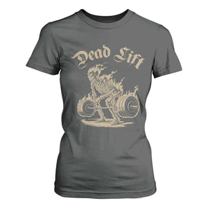 Funny Deadlifts Lifting Weights Gym Skeleton T Shirt For Women TS11 Dark Heather Print Your Wear