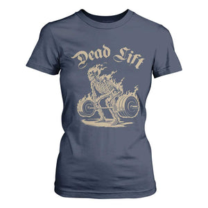 Funny Deadlifts Lifting Weights Gym Skeleton T Shirt For Women TS11 Navy Print Your Wear