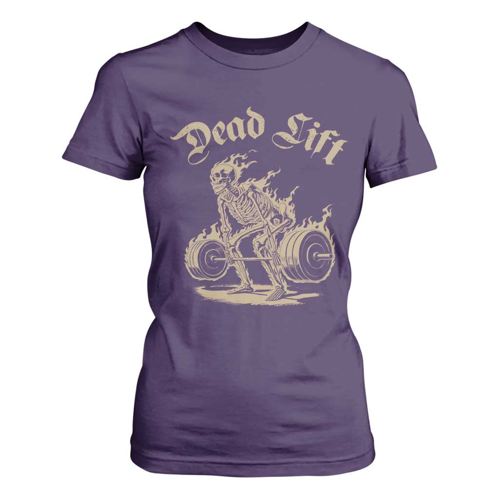 Funny Deadlifts Lifting Weights Gym Skeleton T Shirt For Women TS11 Purple Print Your Wear