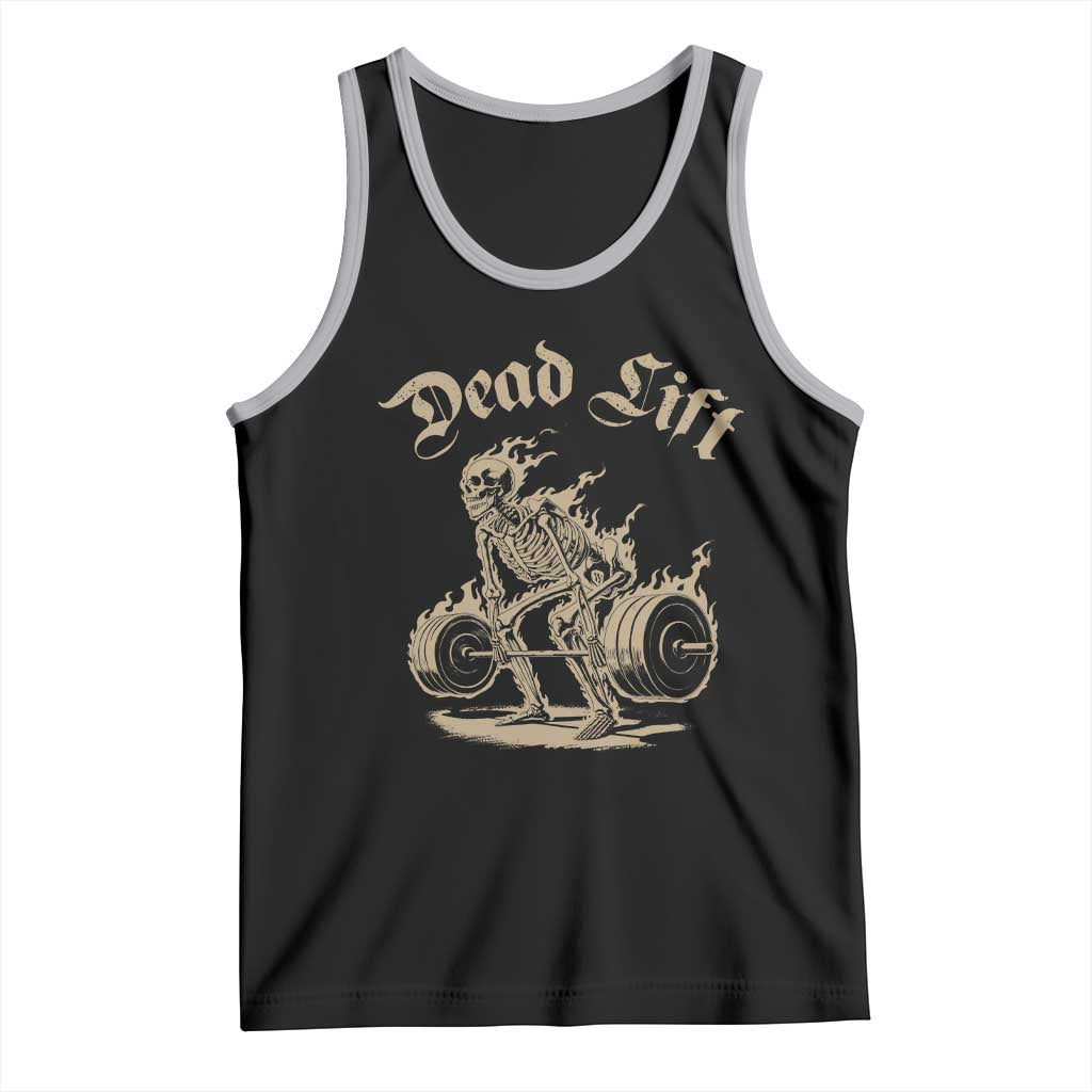 Funny Deadlifts Lifting Weights Gym Skeleton Tank Top TS11 Black Athletic Heather Print Your Wear