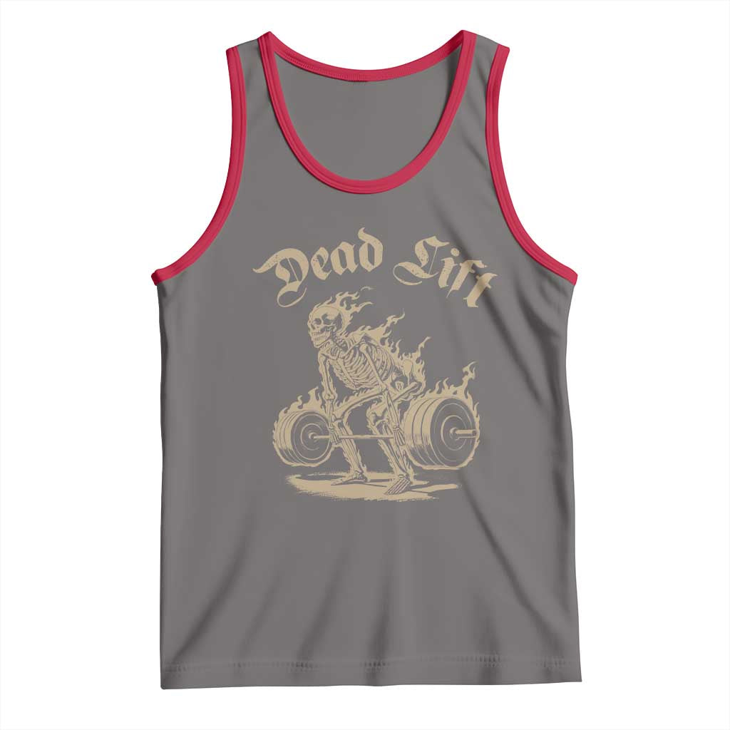 Funny Deadlifts Lifting Weights Gym Skeleton Tank Top TS11 Deep Heather Red Print Your Wear