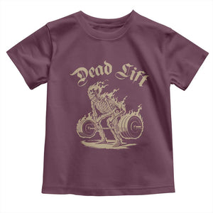 Funny Deadlifts Lifting Weights Gym Skeleton Toddler T Shirt TS11 Maroon Print Your Wear