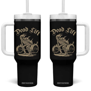 Funny Deadlifts Lifting Weights Gym Skeleton Tumbler With Handle TS11 One Size: 40 oz Black Print Your Wear