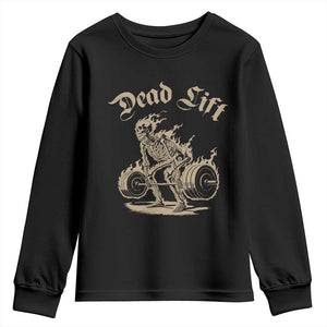 Funny Deadlifts Lifting Weights Gym Skeleton Youth Sweatshirt TS11 Black Print Your Wear