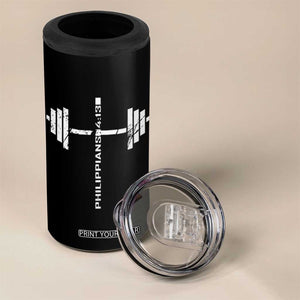 Christian Bible Gym 4 in 1 Can Cooler Tumbler Jesus Weightlifter Workout Faith Philippians 4 13 TS11 Print Your Wear