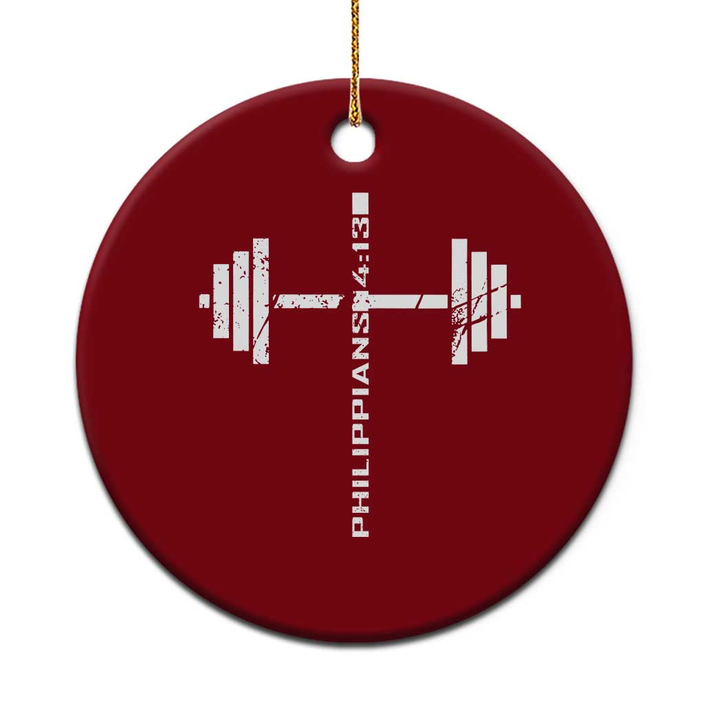Christian Bible Gym Ceramic Ornament Jesus Weightlifter Workout Faith Philippians 4 13 TS11 1pc Red Print Your Wear