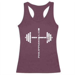 Christian Bible Gym Racerback Tank Top Jesus Weightlifter Workout Faith Philippians 4 13 TS11 Maroon Print Your Wear