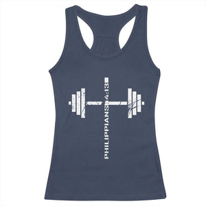 Christian Bible Gym Racerback Tank Top Jesus Weightlifter Workout Faith Philippians 4 13 TS11 Navy Print Your Wear