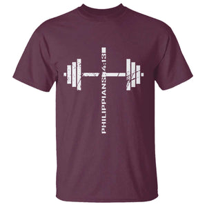 Christian Bible Gym T Shirt Jesus Weightlifter Workout Faith Philippians 4 13 TS11 Maroon Print Your Wear