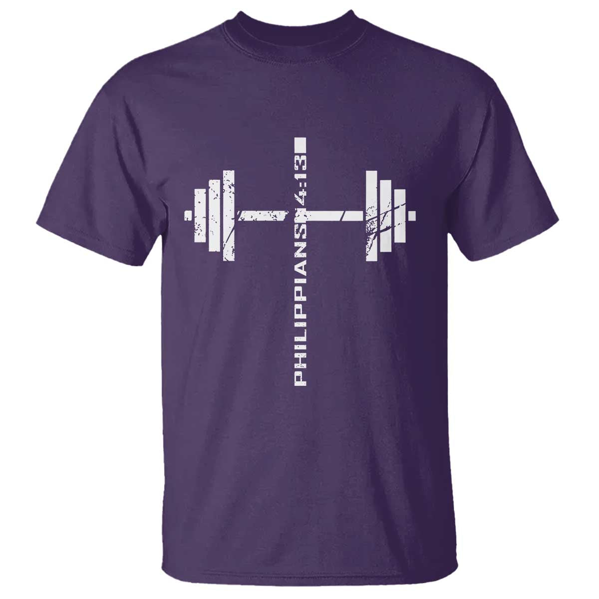 Christian Bible Gym T Shirt Jesus Weightlifter Workout Faith Philippians 4 13 TS11 Purple Print Your Wear