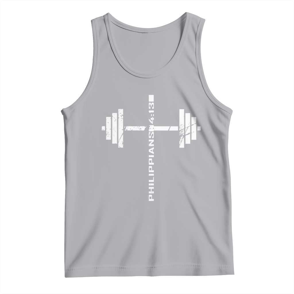 Christian Bible Gym Tank Top Jesus Weightlifter Workout Faith Philippians 4 13 TS11 Athletic Heather Print Your Wear