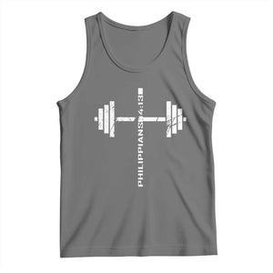 Christian Bible Gym Tank Top Jesus Weightlifter Workout Faith Philippians 4 13 TS11 Black Heather Print Your Wear