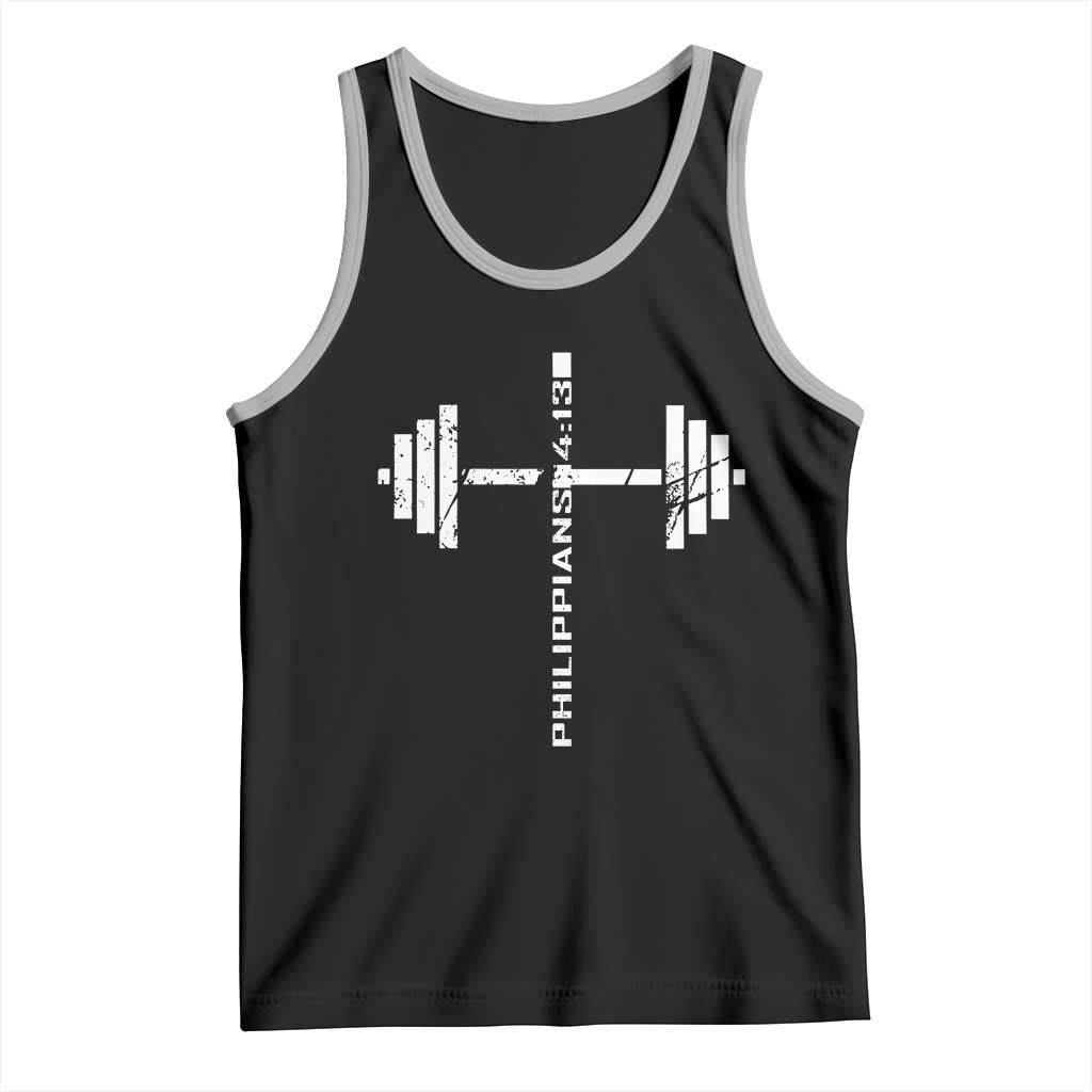 Christian Bible Gym Tank Top Jesus Weightlifter Workout Faith Philippians 4 13 TS11 Black Athletic Heather Print Your Wear