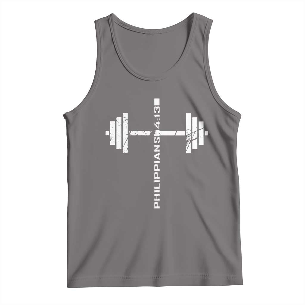 Christian Bible Gym Tank Top Jesus Weightlifter Workout Faith Philippians 4 13 TS11 Deep Heather Print Your Wear