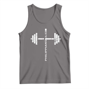 Christian Bible Gym Tank Top Jesus Weightlifter Workout Faith Philippians 4 13 TS11 Deep Heather Print Your Wear