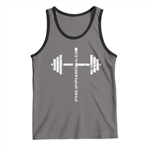 Christian Bible Gym Tank Top Jesus Weightlifter Workout Faith Philippians 4 13 TS11 Deep Heather Black Print Your Wear