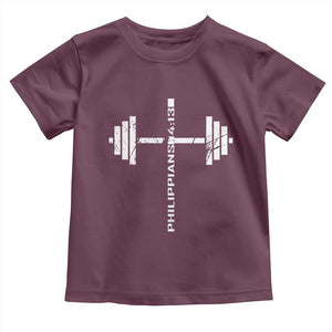 Christian Bible Gym Toddler T Shirt Jesus Weightlifter Workout Faith Philippians 4 13 TS11 Maroon Print Your Wear