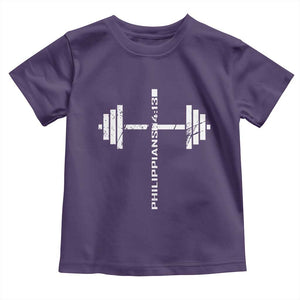 Christian Bible Gym Toddler T Shirt Jesus Weightlifter Workout Faith Philippians 4 13 TS11 Purple Print Your Wear