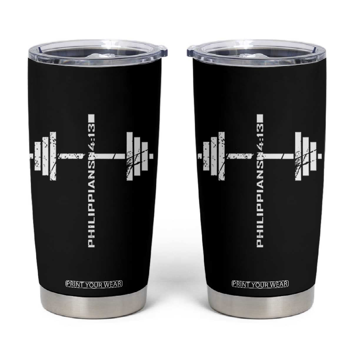 Christian Bible Gym Tumbler Cup Jesus Weightlifter Workout Faith Philippians 4 13 TS11 Black Print Your Wear