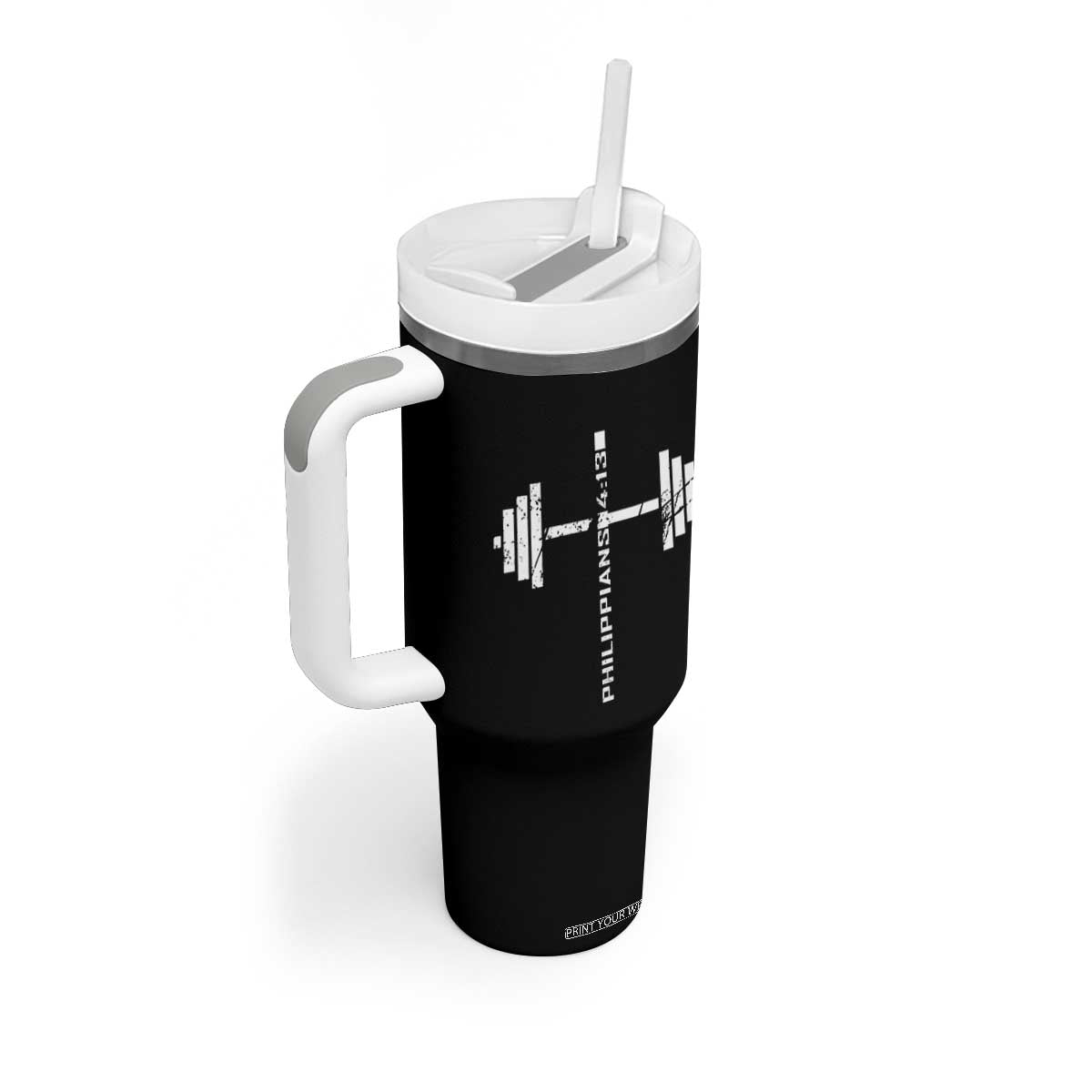 Christian Bible Gym Tumbler With Handle Jesus Weightlifter Workout Faith Philippians 4 13 TS11 Print Your Wear