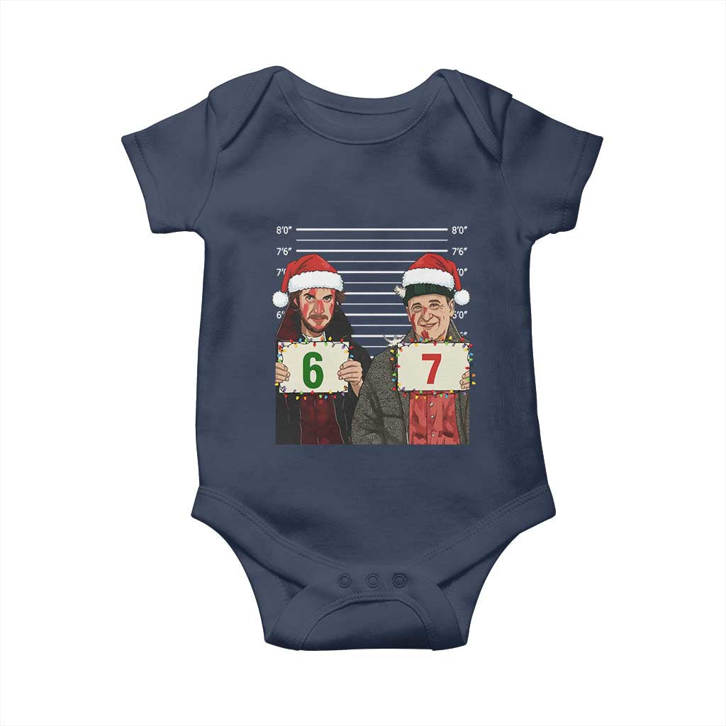 Funny 67 Christmas Movie Baby Onesie Six Seven Wet Bandits Home Xmas Alone TS11 Navy Print Your Wear