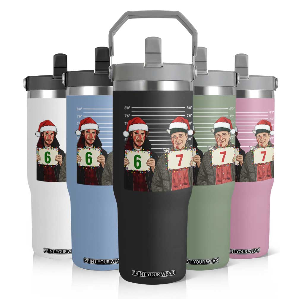 Funny 67 Christmas Movie Flip Straw Tumbler Six Seven Wet Bandits Home Xmas Alone TS11 Print Your Wear