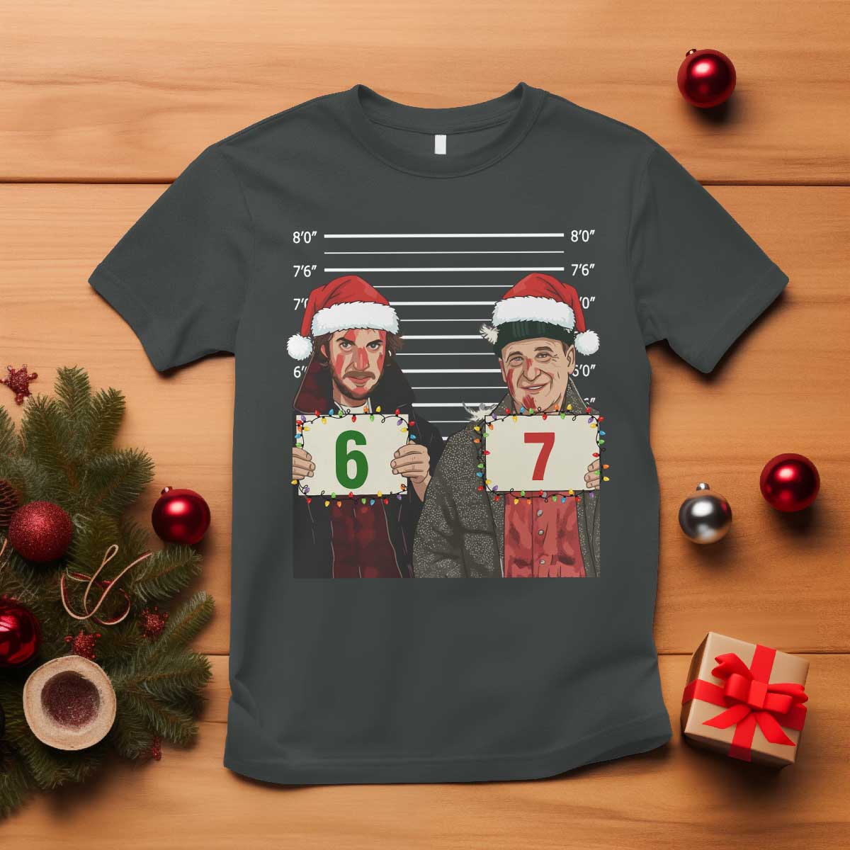 Funny 67 Christmas Movie T Shirt Six Seven Wet Bandits Home Xmas Alone TS11 Dark Heather Print Your Wear