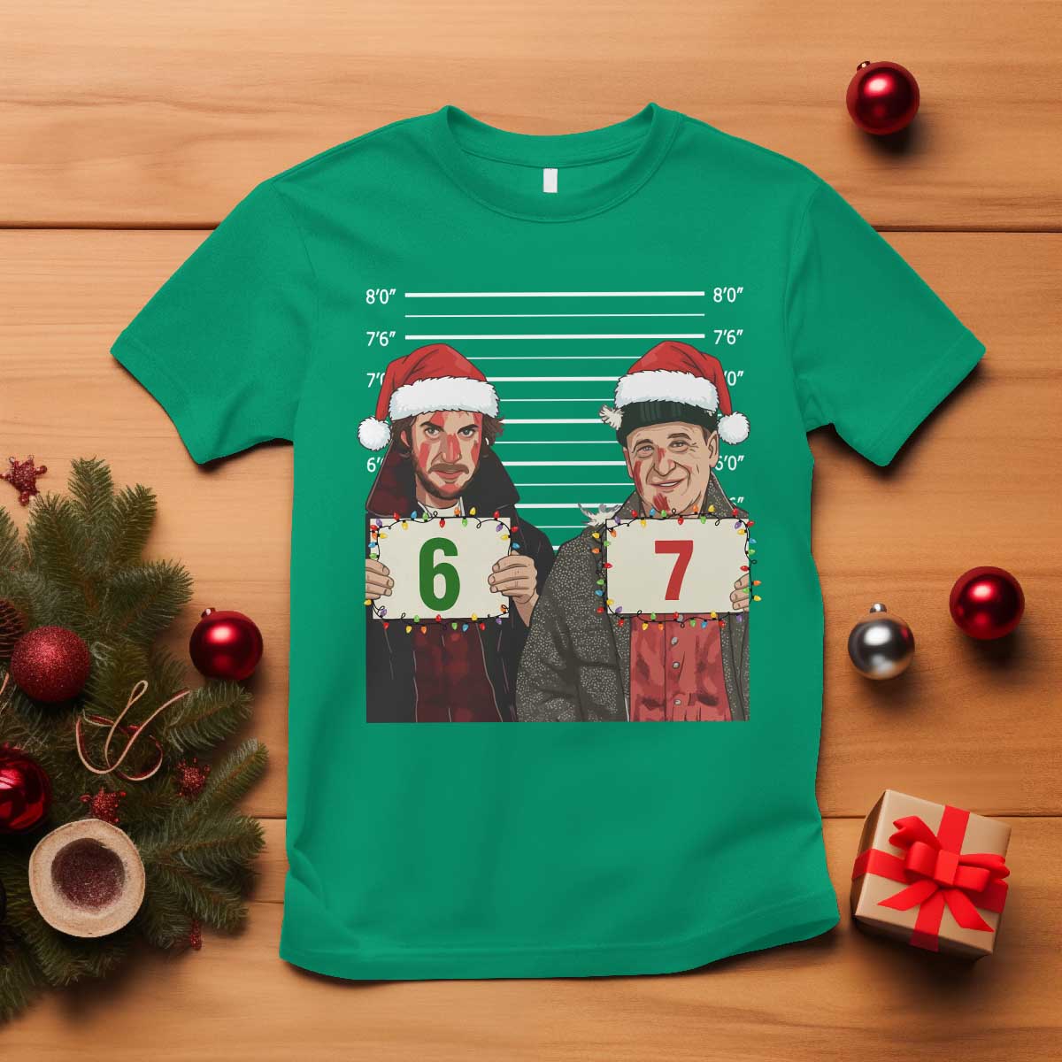 Funny 67 Christmas Movie T Shirt Six Seven Wet Bandits Home Xmas Alone TS11 Irish Green Print Your Wear