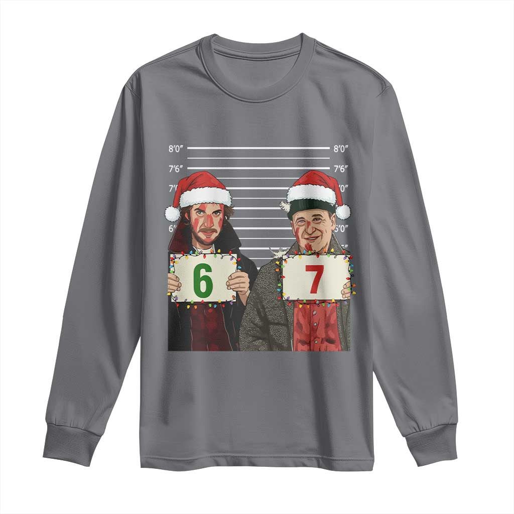 Funny 67 Christmas Movie Long Sleeve Shirt Six Seven Wet Bandits Home Xmas Alone TS11 Charcoal Print Your Wear