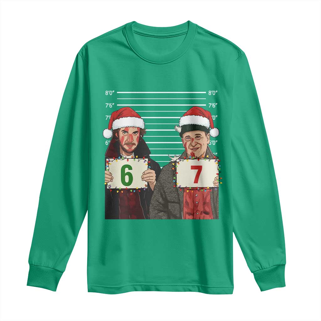 Funny 67 Christmas Movie Long Sleeve Shirt Six Seven Wet Bandits Home Xmas Alone TS11 Irish Green Print Your Wear