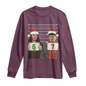 Funny 67 Christmas Movie Long Sleeve Shirt Six Seven Wet Bandits Home Xmas Alone TS11 Maroon Print Your Wear