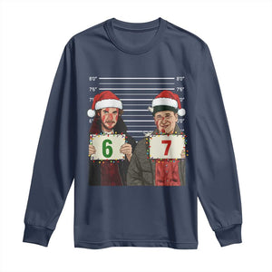 Funny 67 Christmas Movie Long Sleeve Shirt Six Seven Wet Bandits Home Xmas Alone TS11 Navy Print Your Wear