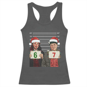 Funny 67 Christmas Movie Racerback Tank Top Six Seven Wet Bandits Home Xmas Alone TS11 Dark Heather Print Your Wear