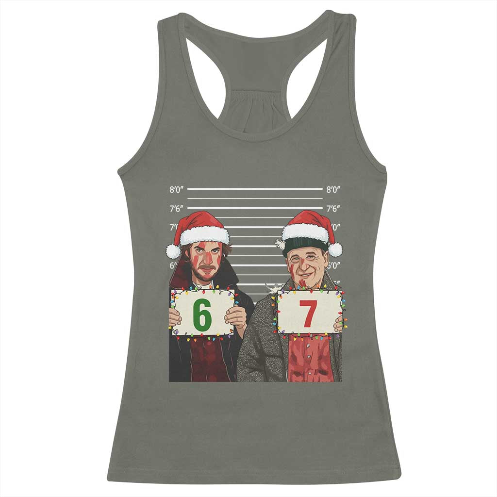 Funny 67 Christmas Movie Racerback Tank Top Six Seven Wet Bandits Home Xmas Alone TS11 Military Green Print Your Wear