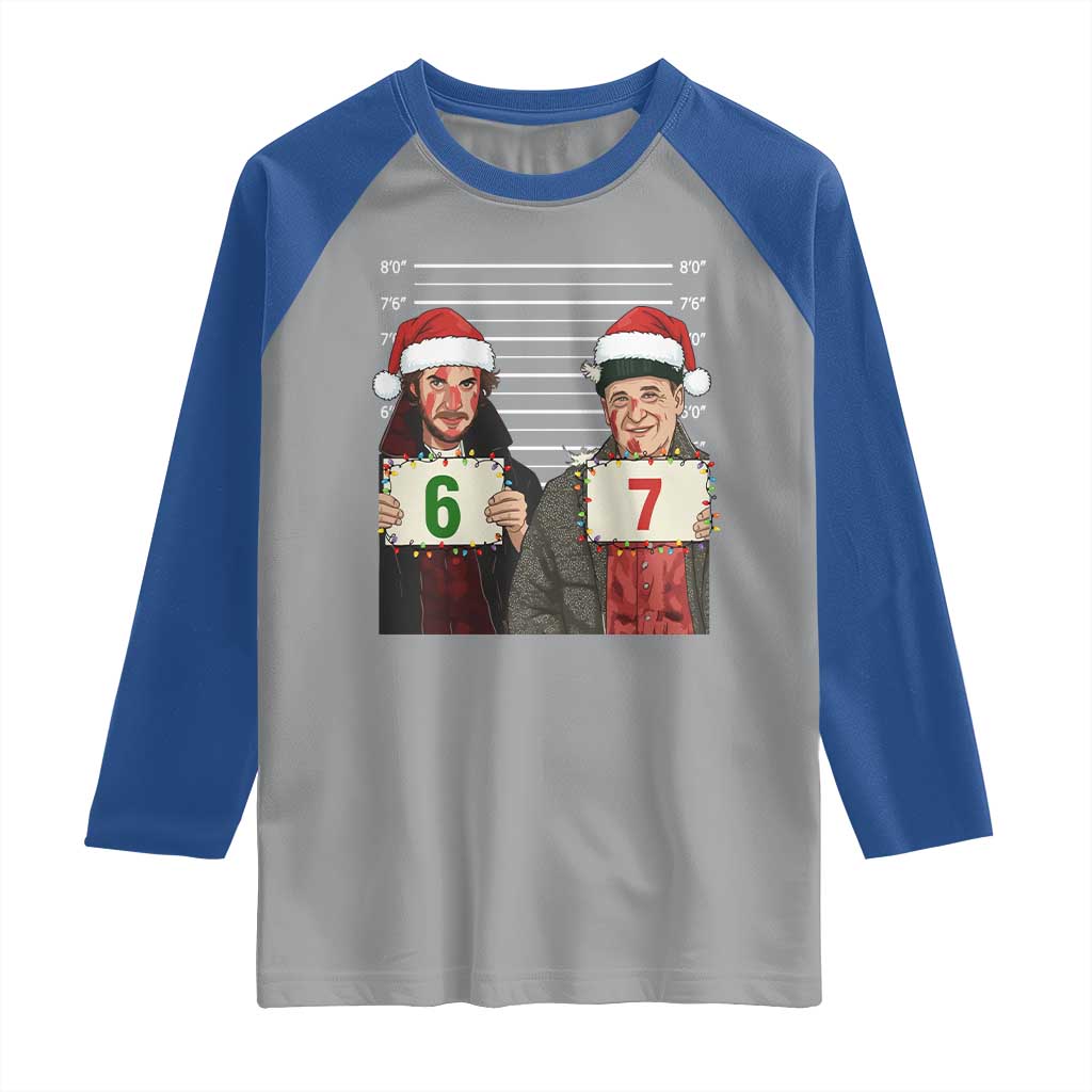 Funny 67 Christmas Movie Raglan Shirt Six Seven Wet Bandits Home Xmas Alone TS11 Sport Gray Royal Print Your Wear