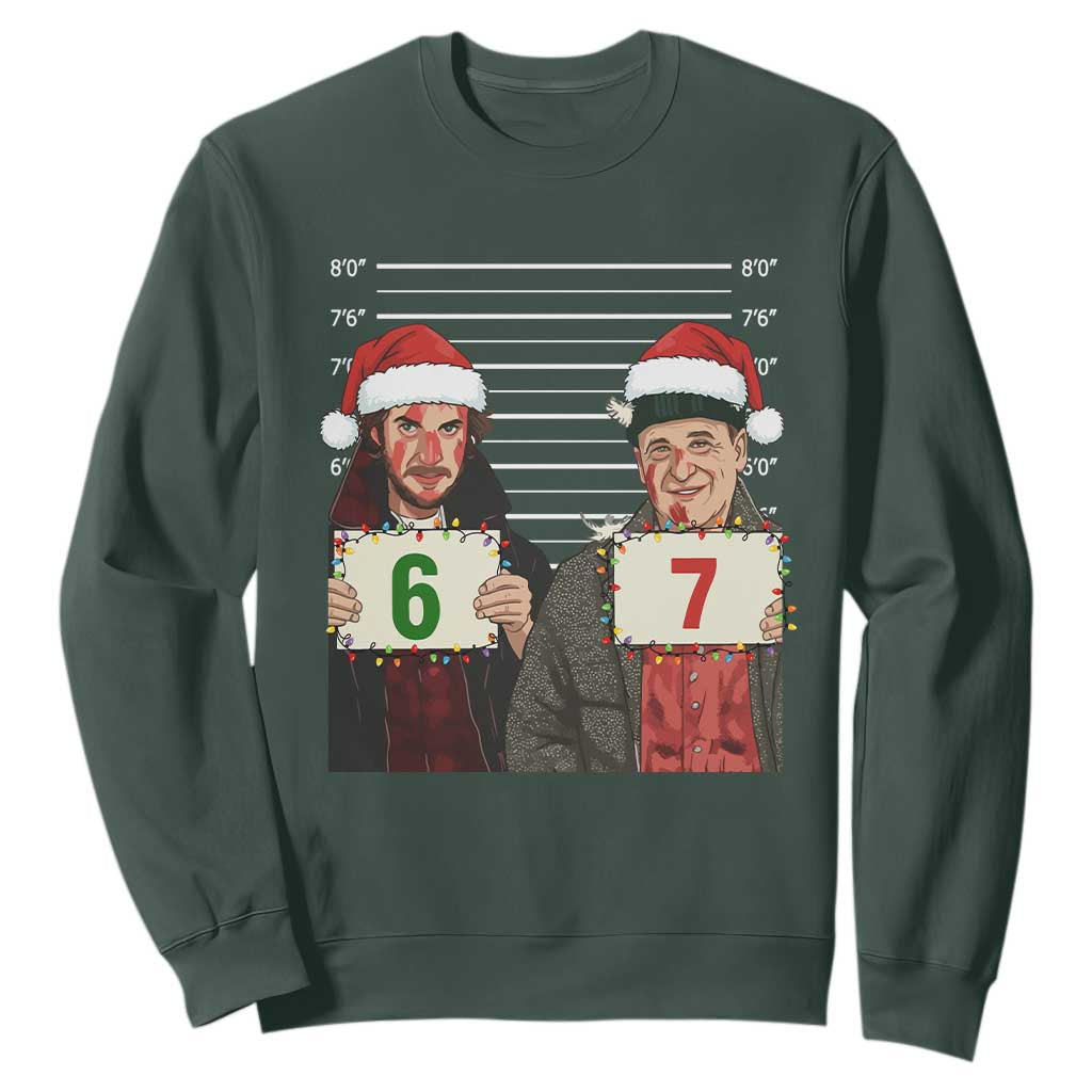 Funny 67 Christmas Movie Sweatshirt Six Seven Wet Bandits Home Xmas Alone TS11 Dark Forest Green Print Your Wear