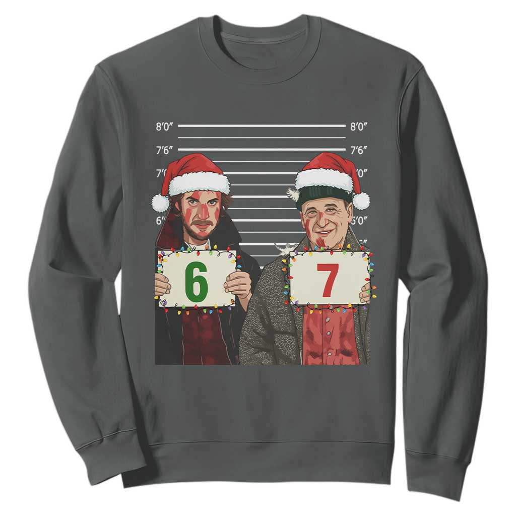 Funny 67 Christmas Movie Sweatshirt Six Seven Wet Bandits Home Xmas Alone TS11 Dark Heather Print Your Wear