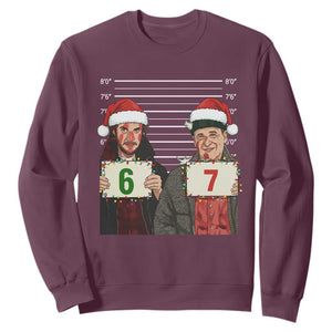 Funny 67 Christmas Movie Sweatshirt Six Seven Wet Bandits Home Xmas Alone TS11 Maroon Print Your Wear