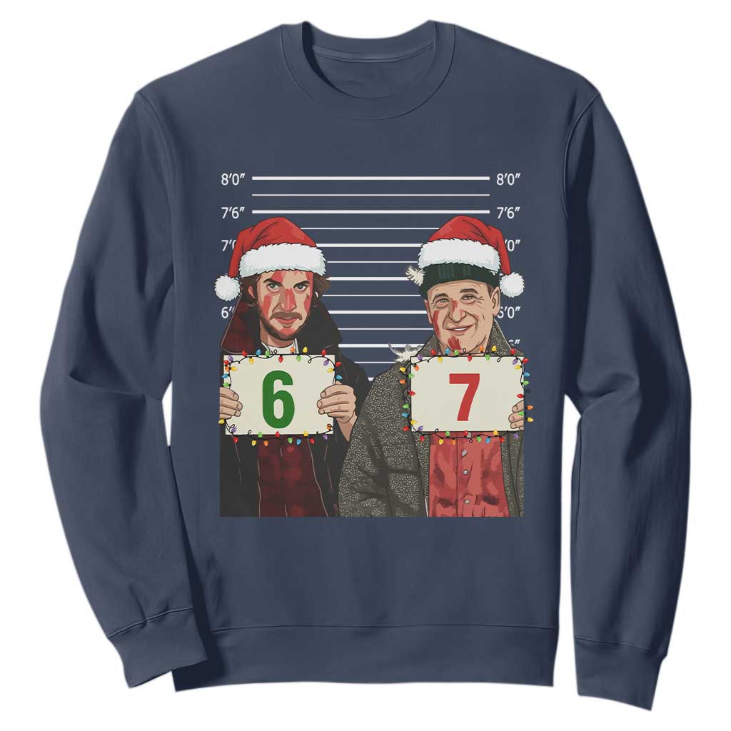 Funny 67 Christmas Movie Sweatshirt Six Seven Wet Bandits Home Xmas Alone TS11 Navy Print Your Wear