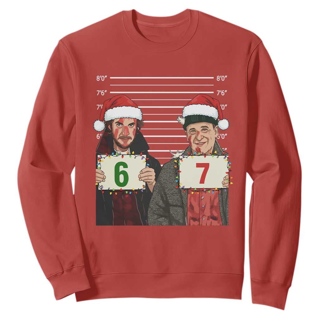Funny 67 Christmas Movie Sweatshirt Six Seven Wet Bandits Home Xmas Alone TS11 Red Print Your Wear