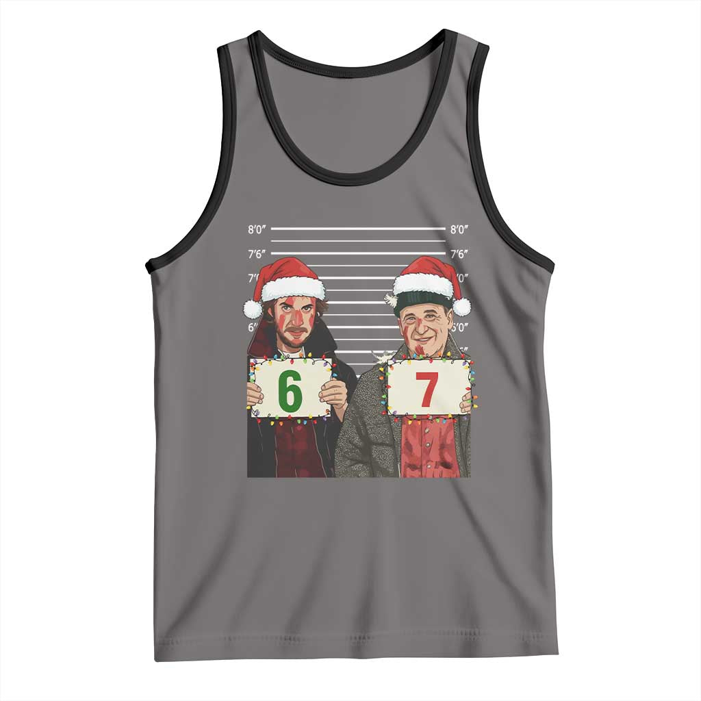 Funny 67 Christmas Movie Tank Top Six Seven Wet Bandits Home Xmas Alone TS11 Deep Heather Black Print Your Wear