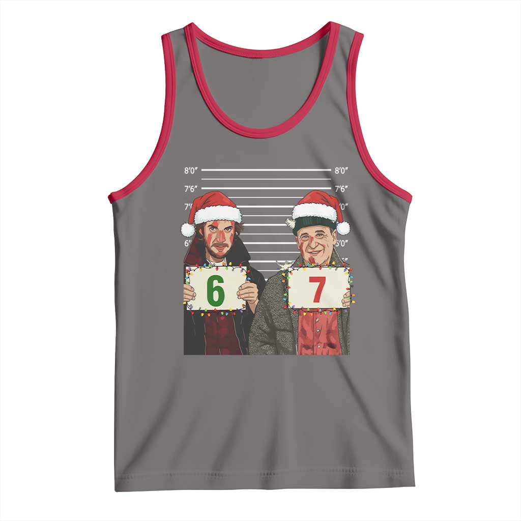 Funny 67 Christmas Movie Tank Top Six Seven Wet Bandits Home Xmas Alone TS11 Deep Heather Red Print Your Wear