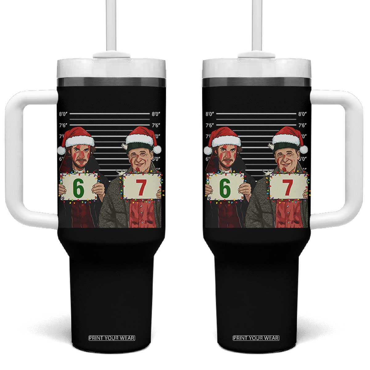 Funny 67 Christmas Movie Tumbler With Handle Six Seven Wet Bandits Home Xmas Alone TS11 One Size: 40 oz Black Print Your Wear