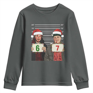 Funny 67 Christmas Movie Youth Sweatshirt Six Seven Wet Bandits Home Xmas Alone TS11 Dark Heather Print Your Wear