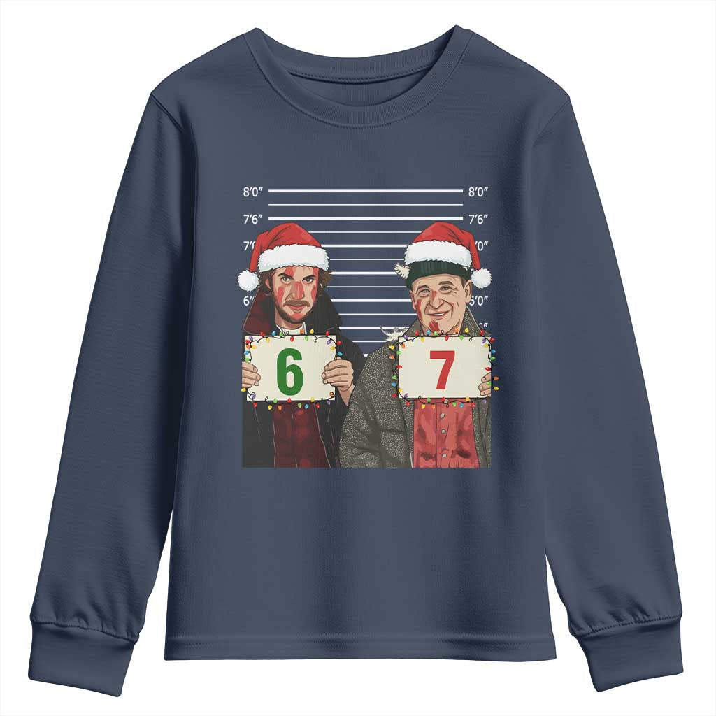 Funny 67 Christmas Movie Youth Sweatshirt Six Seven Wet Bandits Home Xmas Alone TS11 Navy Print Your Wear