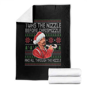 Funny Christmas Hip Hop Rap Gang Throw Blanket Twas The Nizzle Before Chrismizzle And All Through The Hizzle TS11 Black Print Your Wear