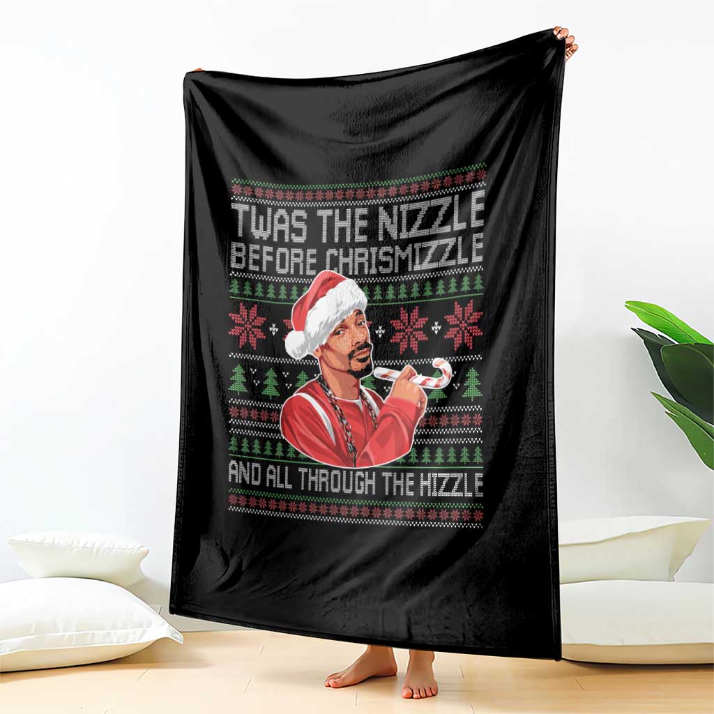 Funny Christmas Hip Hop Rap Gang Throw Blanket Twas The Nizzle Before Chrismizzle And All Through The Hizzle TS11 Print Your Wear